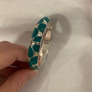 Silver Toned and Teal Enamel Bracelet